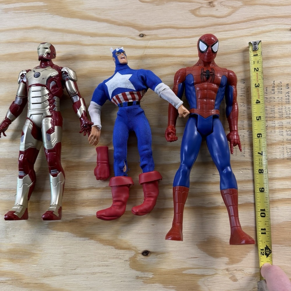 Marvel 12" Action Figure Lot Iron Man Spider-Man Captain America READ